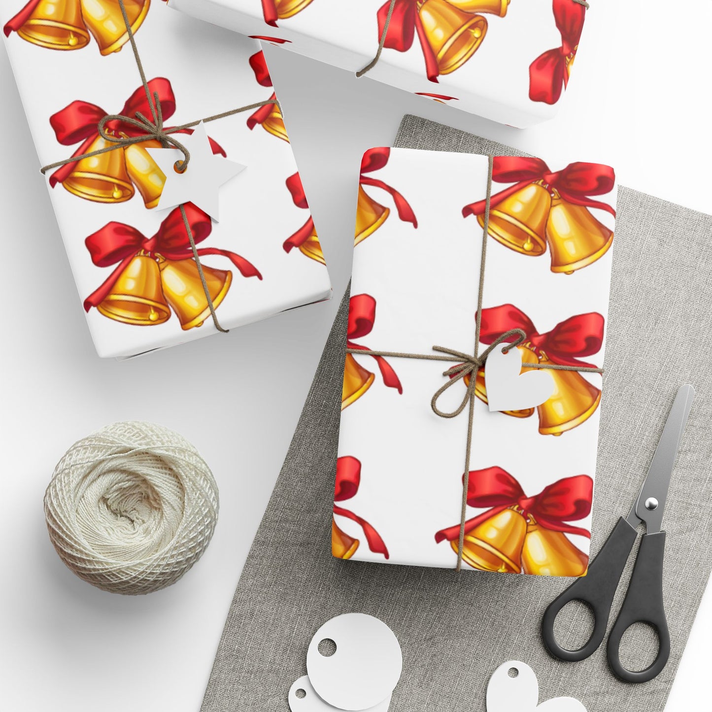 Golden Bells Wrapping Paper Festive Holiday Gift Wrap
