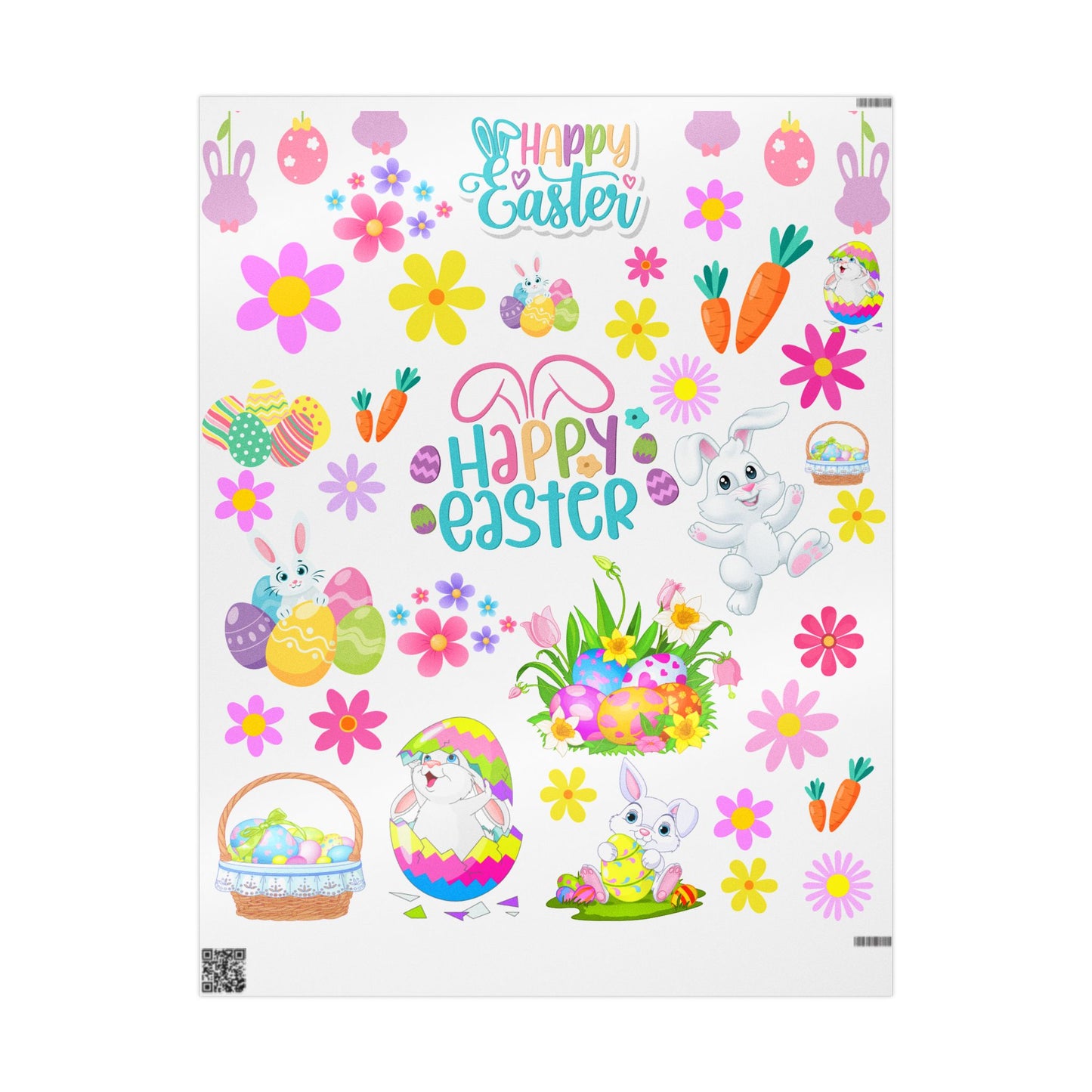 Happy Easter Bunny Wrapping Paper – Floral Spring Gift Wrap