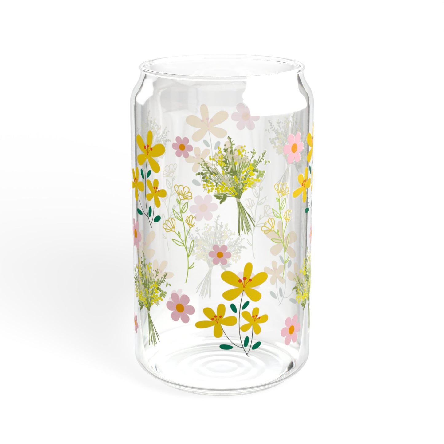 Golden Bloom 16oz Floral Sipper Glass Bright | Thoughtful | Gift-Ready | Perfect for Flower Lovers