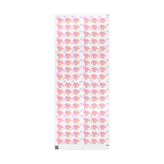 Happy First Birthday Pink Wrapping Paper Cute Gift Wrap for Girls