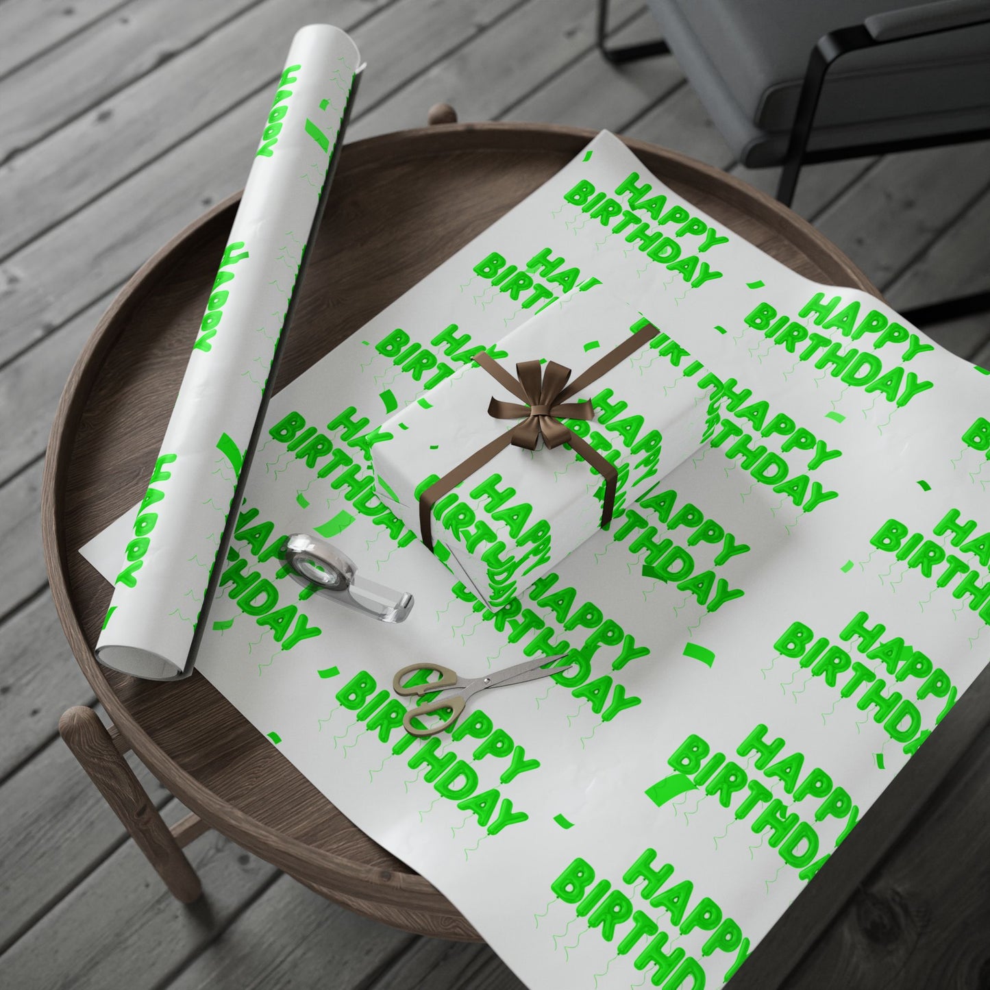 Green Birthday Wrapping Paper Festive Gift Wrap for Parties