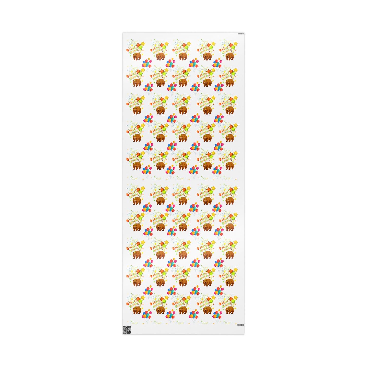 Bear Happy Birthday Wrapping Paper Cute Gift Wrap for Kids Parties