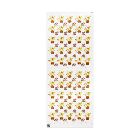 Bear Happy Birthday Wrapping Paper Cute Gift Wrap for Kids Parties