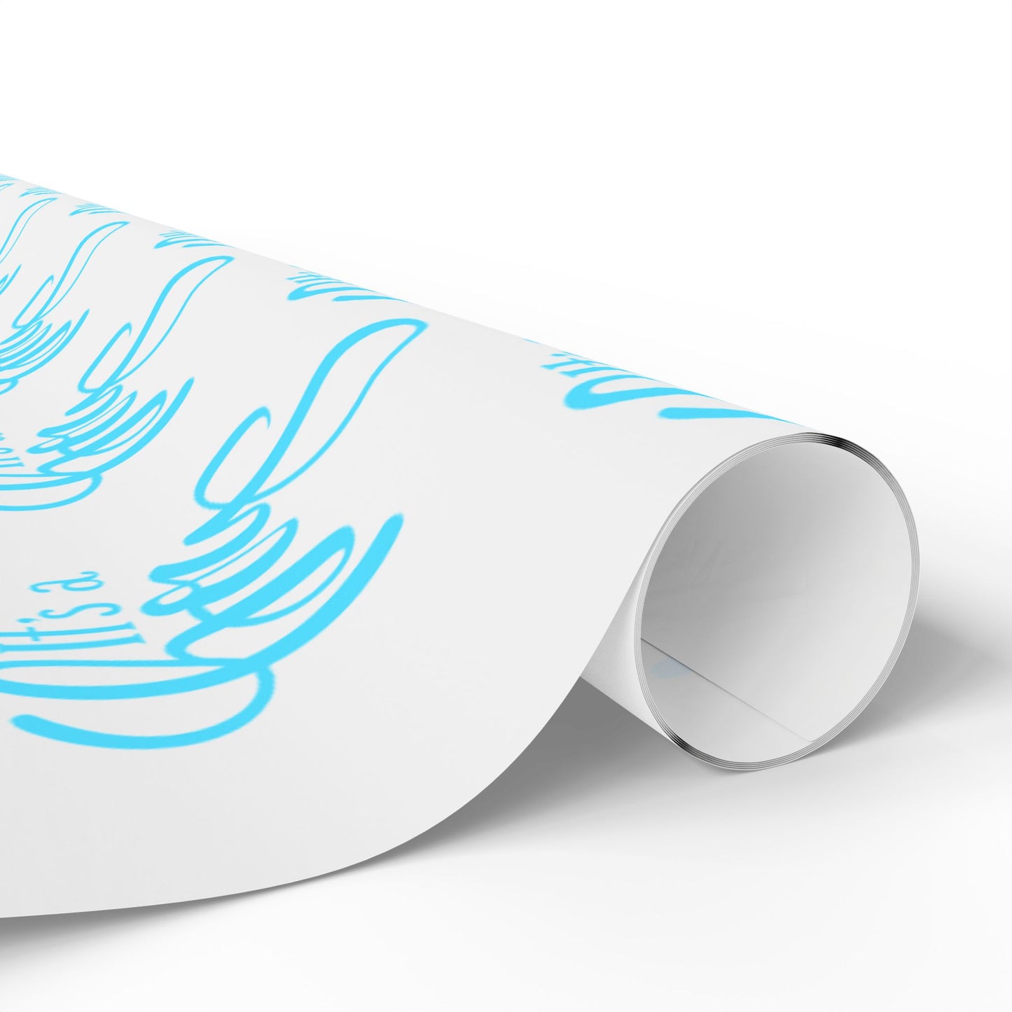 Elegant Blue Calligraphy Wrapping Paper Decorative Gift Wrap for Special Occasions