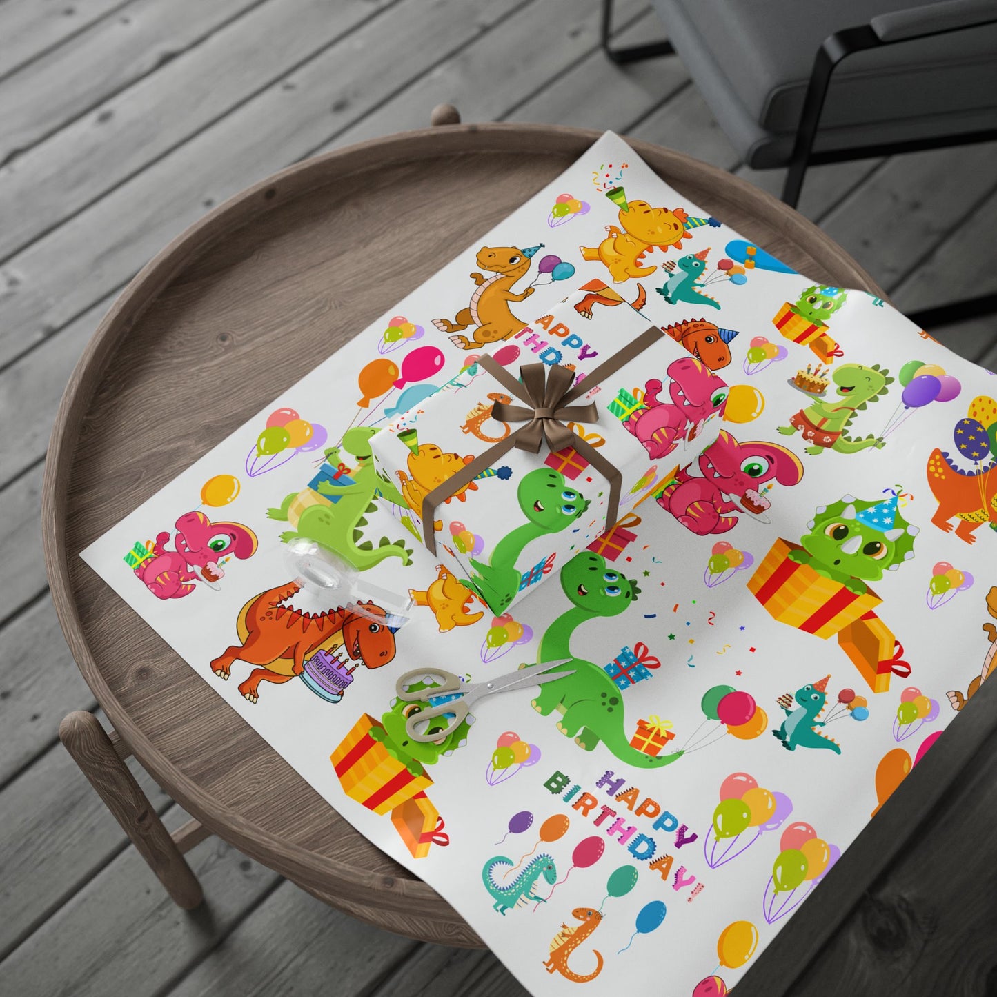 Dino Happy Birthday Wrapping Paper Fun Gift Wrap for Kids