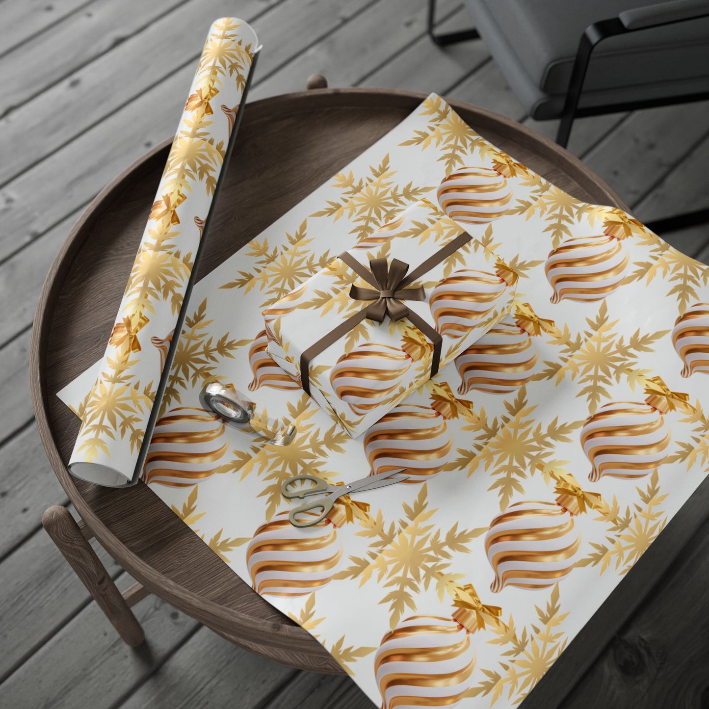 Golden Holiday Wrapping Paper Elegant Festive Gift Wrap