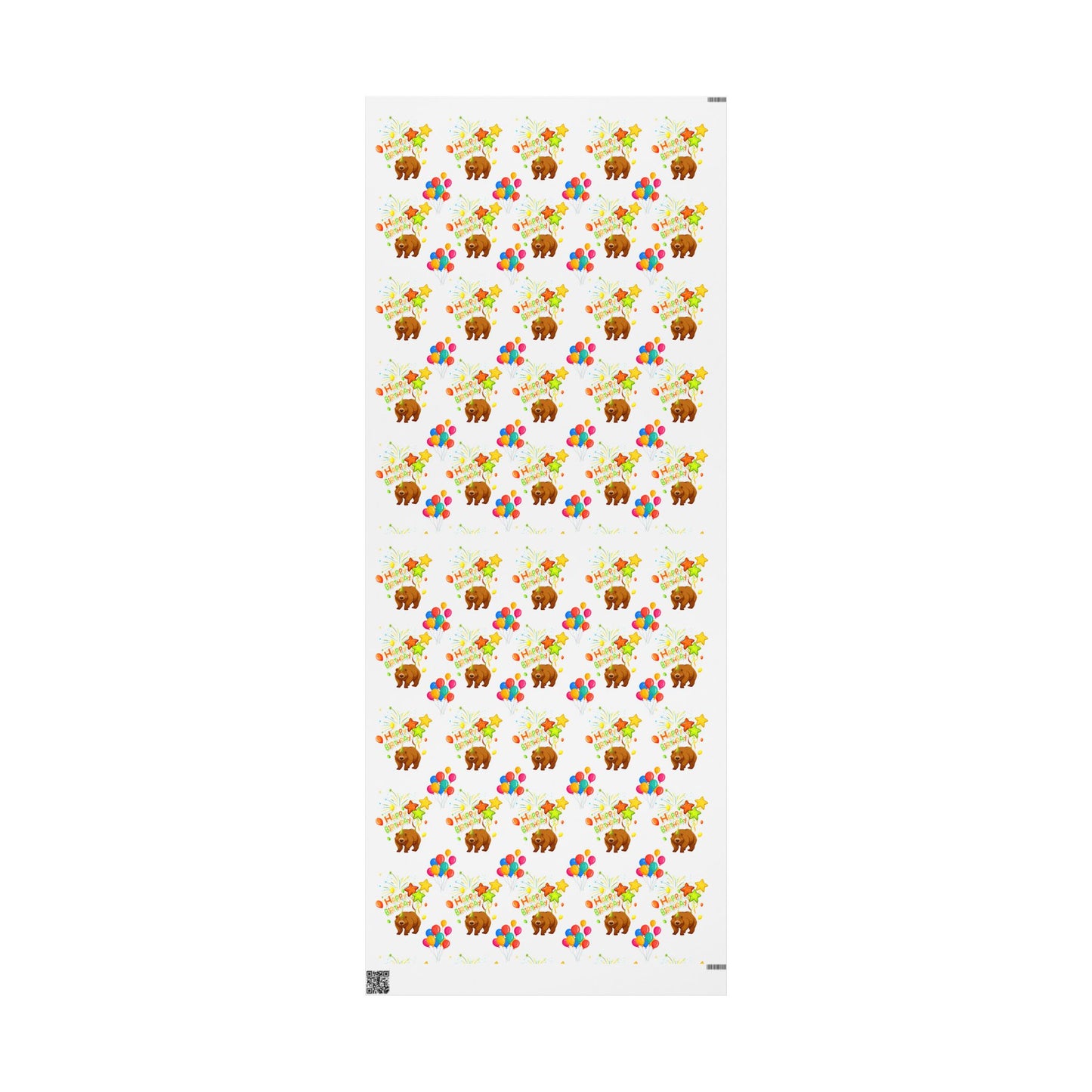 Bear Happy Birthday Wrapping Paper Cute Gift Wrap for Kids Parties