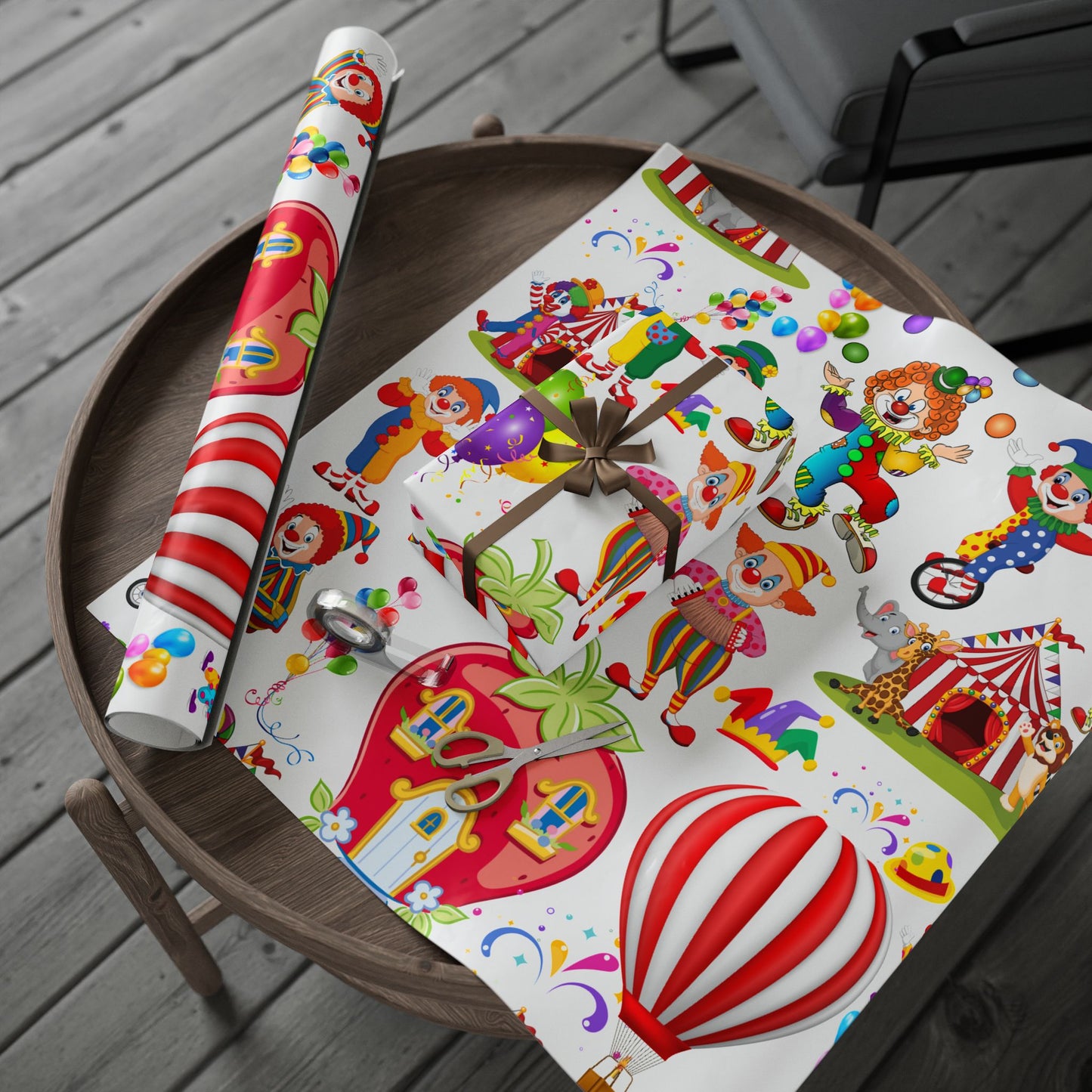 Clown Birthday Wrapping Paper Colorful Gift Wrap for Parties