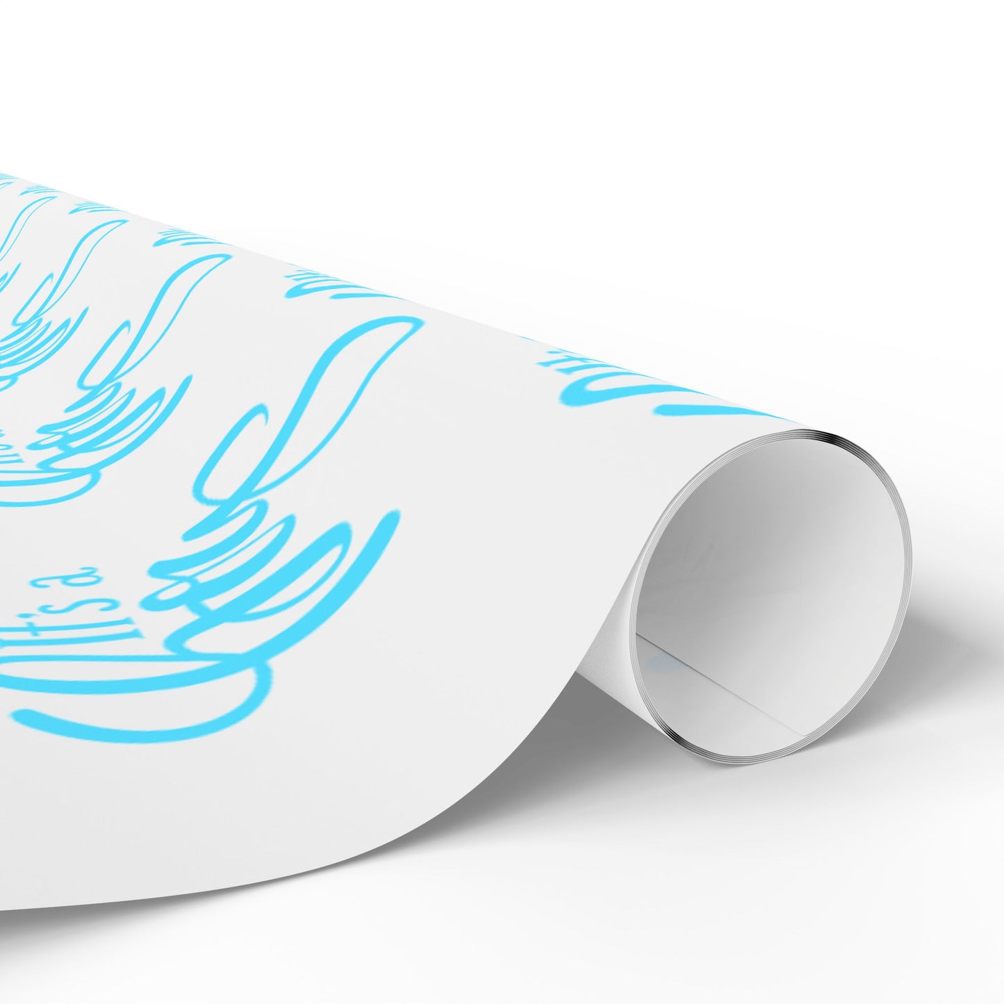 Elegant Blue Calligraphy Wrapping Paper Decorative Gift Wrap for Special Occasions