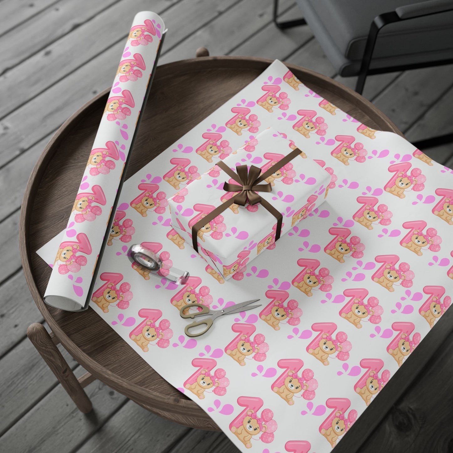 Happy First Birthday Pink Wrapping Paper Cute Gift Wrap for Girls