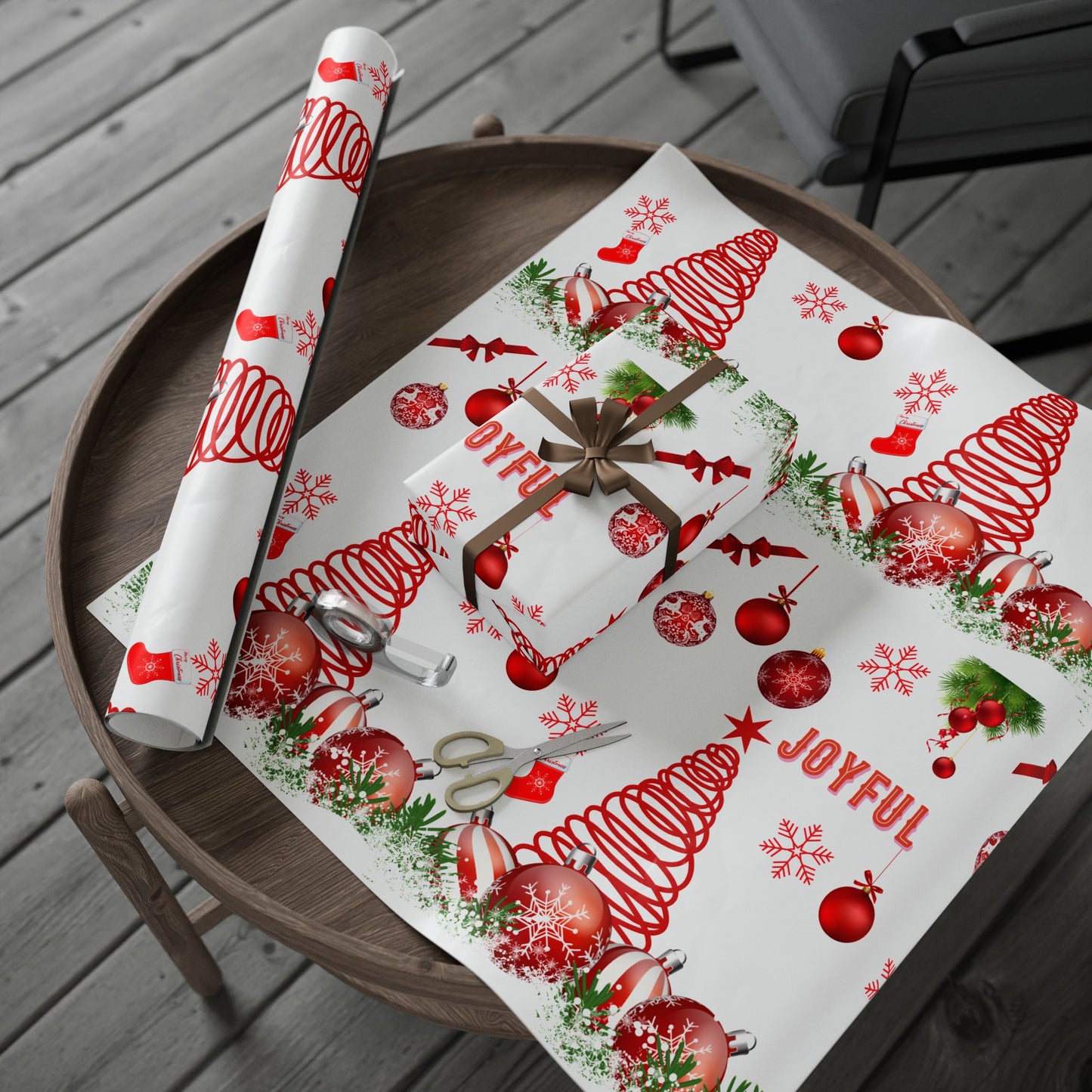 Joyful Christmas Wrapping Paper Festive Gift Wrap for Holidays