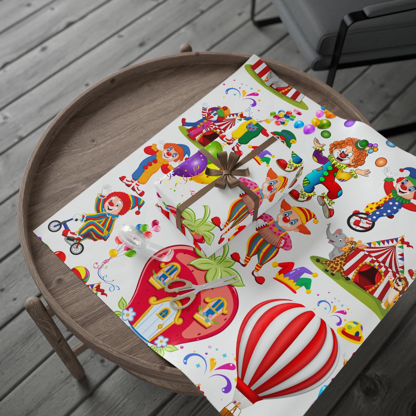 Clown Birthday Wrapping Paper Colorful Gift Wrap for Parties