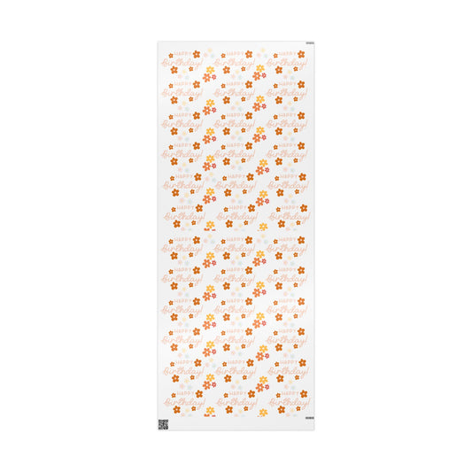 Happy Birthday Flowers Wrapping Paper Elegant Gift Wrap for Celebrations