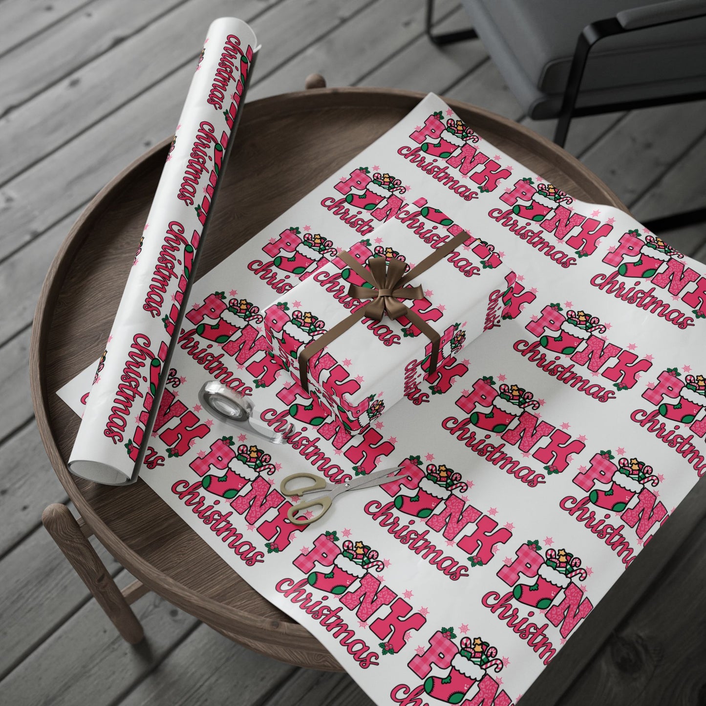 Pink Holiday Wrapping Paper – Modern Festive Gift Wrap