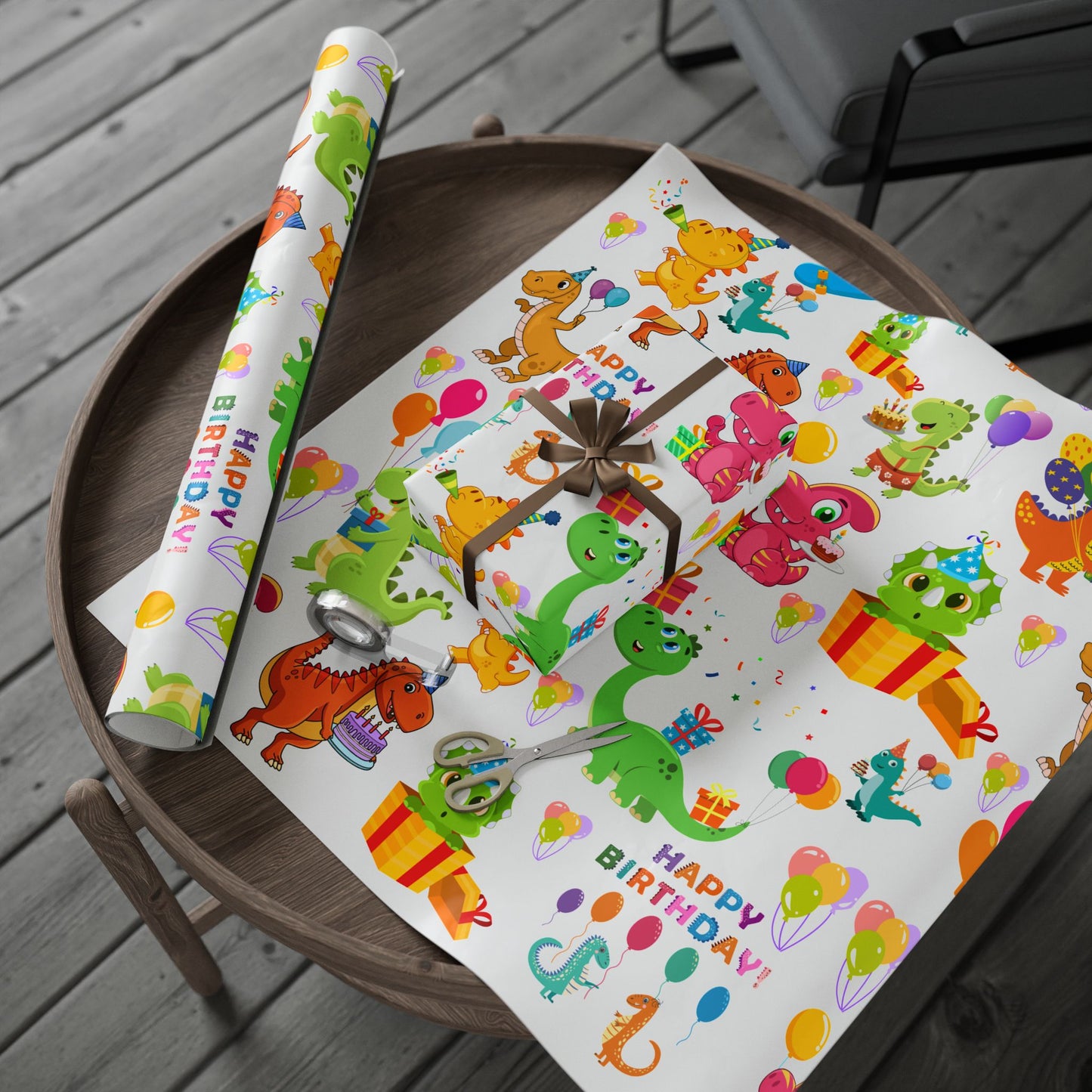 Dino Happy Birthday Wrapping Paper Fun Gift Wrap for Kids