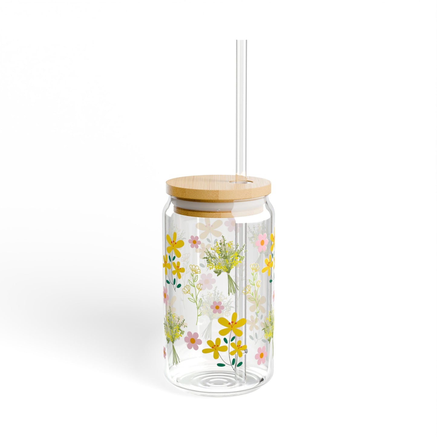 Golden Bloom 16oz Floral Sipper Glass Bright | Thoughtful | Gift-Ready | Perfect for Flower Lovers