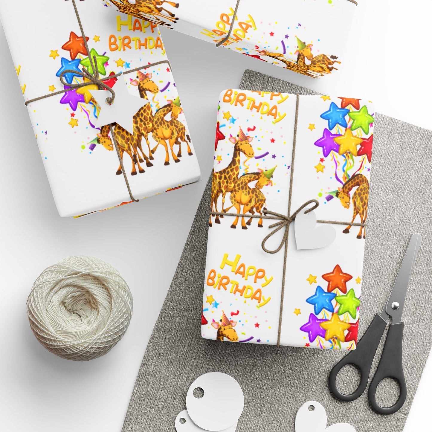 Family Giraffe Wrapping Paper Cute Gift Wrap for Birthdays and Celebrations