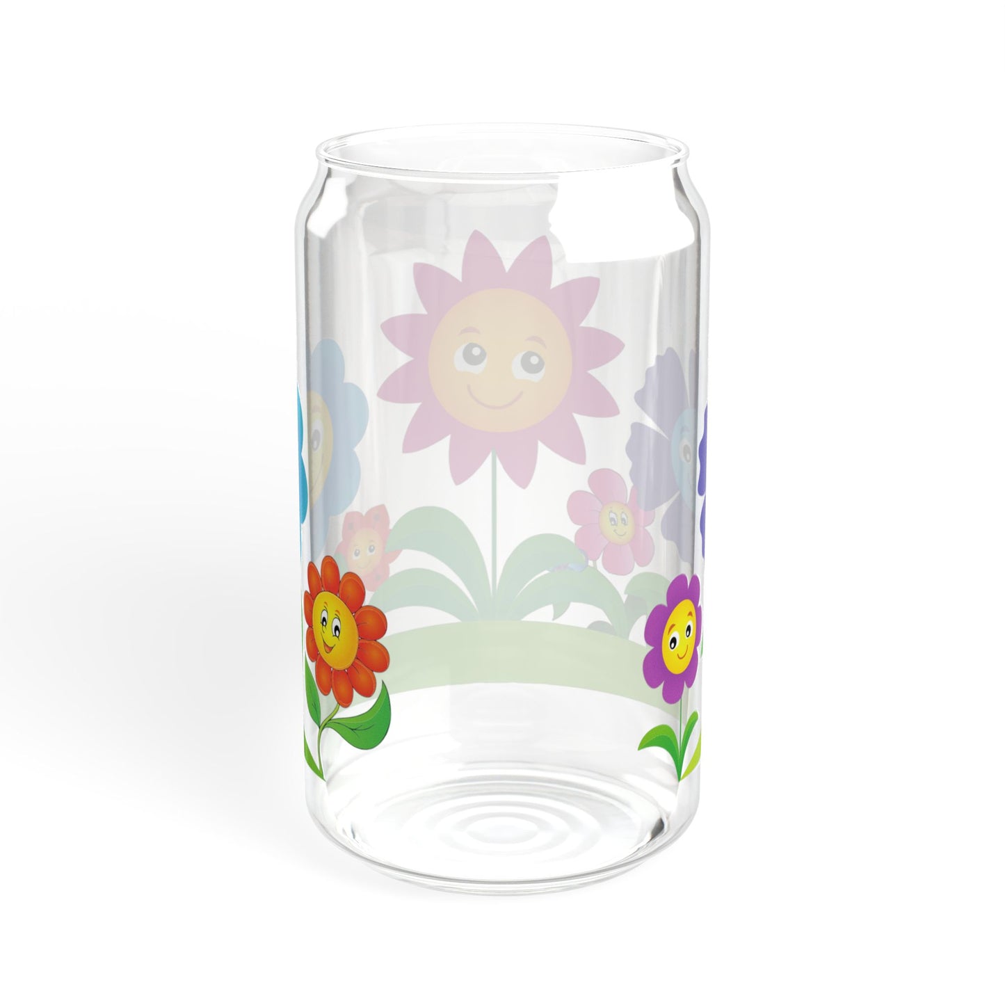 Blossom Sip 16oz Colorful Flower Sipper Glass Vibrant | Reusable | Kid-Friendly | Perfect for Garden Parties