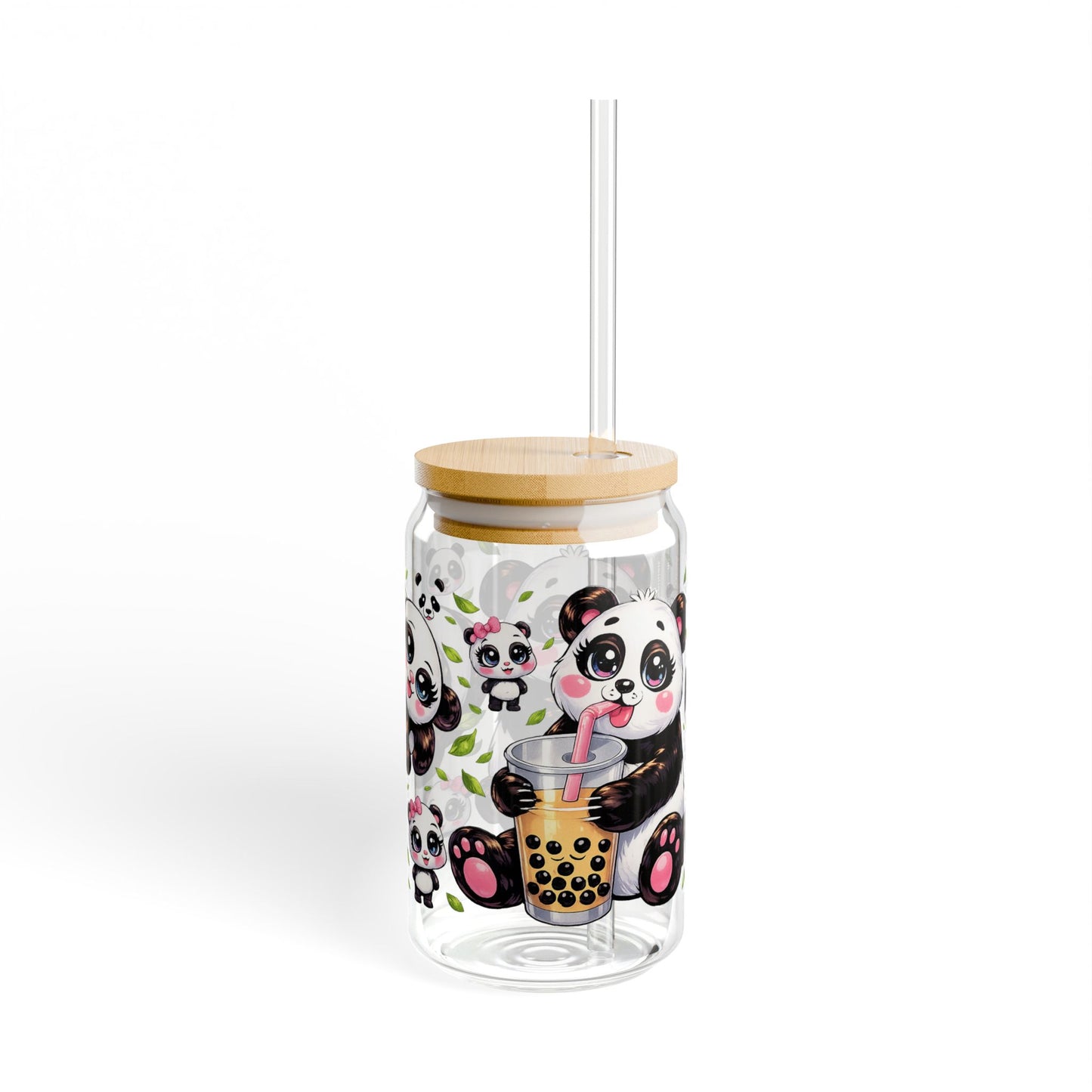 Panda Sips Adorable Panda Sipper Glass 16oz Cute | Reusable | Kid-Friendly | Perfect for Panda Lovers