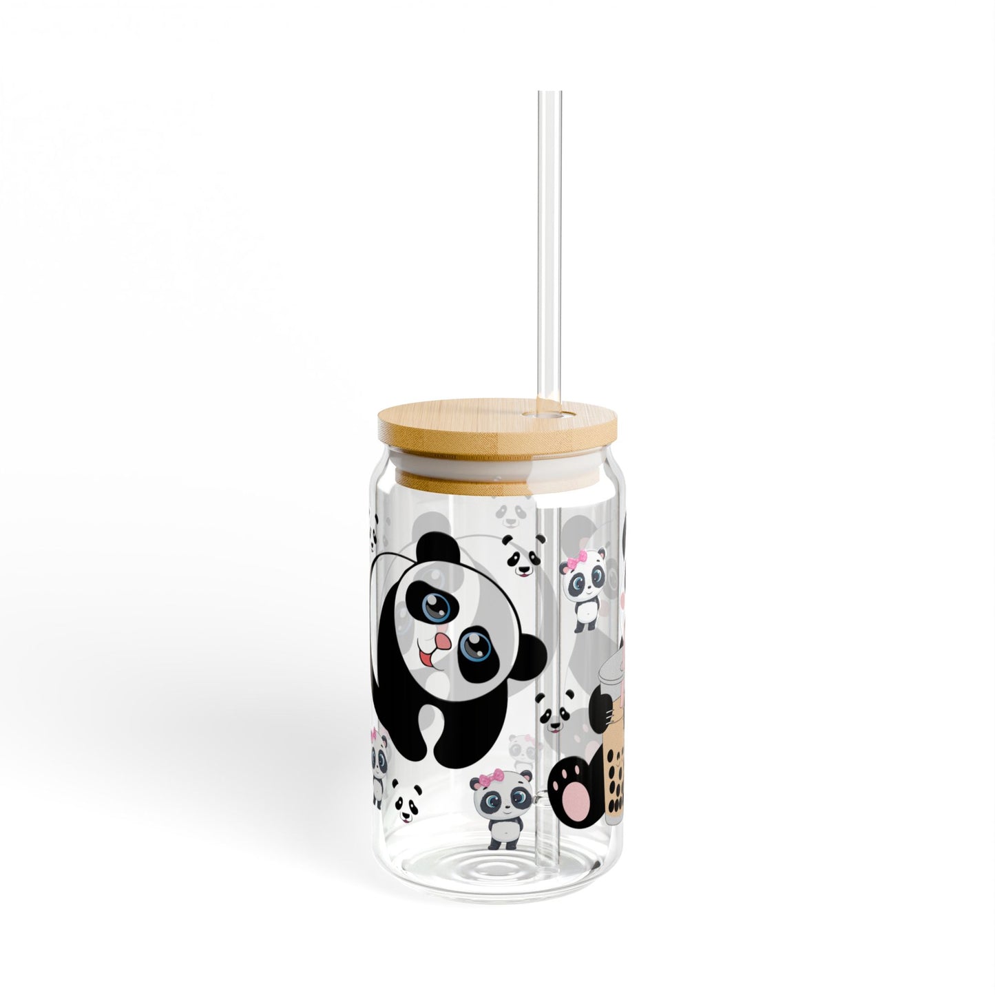Panda Sips Adorable Panda Sipper Glass 16oz Cute | Reusable | Kid-Friendly | Perfect for Panda Lovers