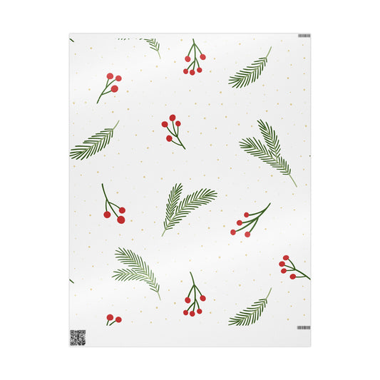 Holiday Greenery Wrapping Paper Elegant Christmas Gift Wrap Roll