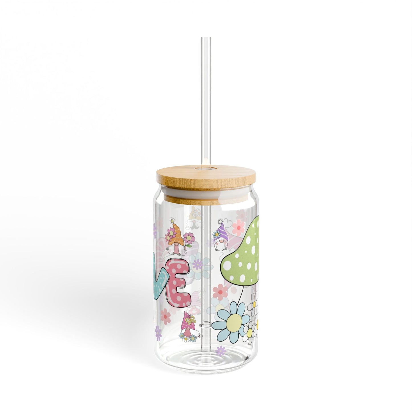 Elf Blossom 16oz Whimsical Floral Sipper Glass Floral | Eco-Friendly | Giftable | Perfect for Summer Moments