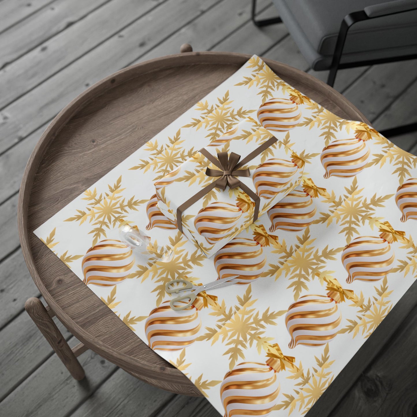 Golden Holiday Wrapping Paper Elegant Festive Gift Wrap