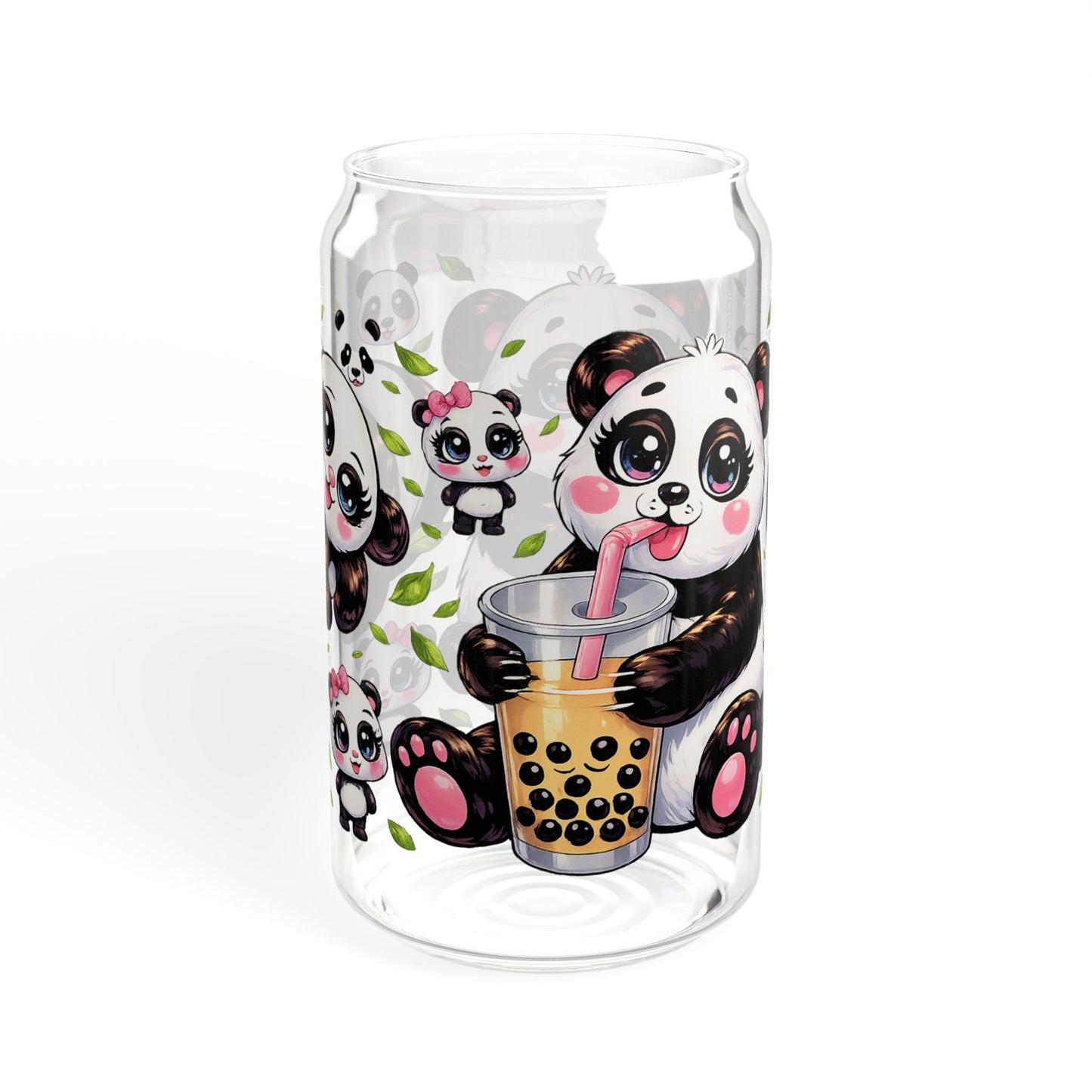 Panda Sips Adorable Panda Sipper Glass 16oz Cute | Reusable | Kid-Friendly | Perfect for Panda Lovers