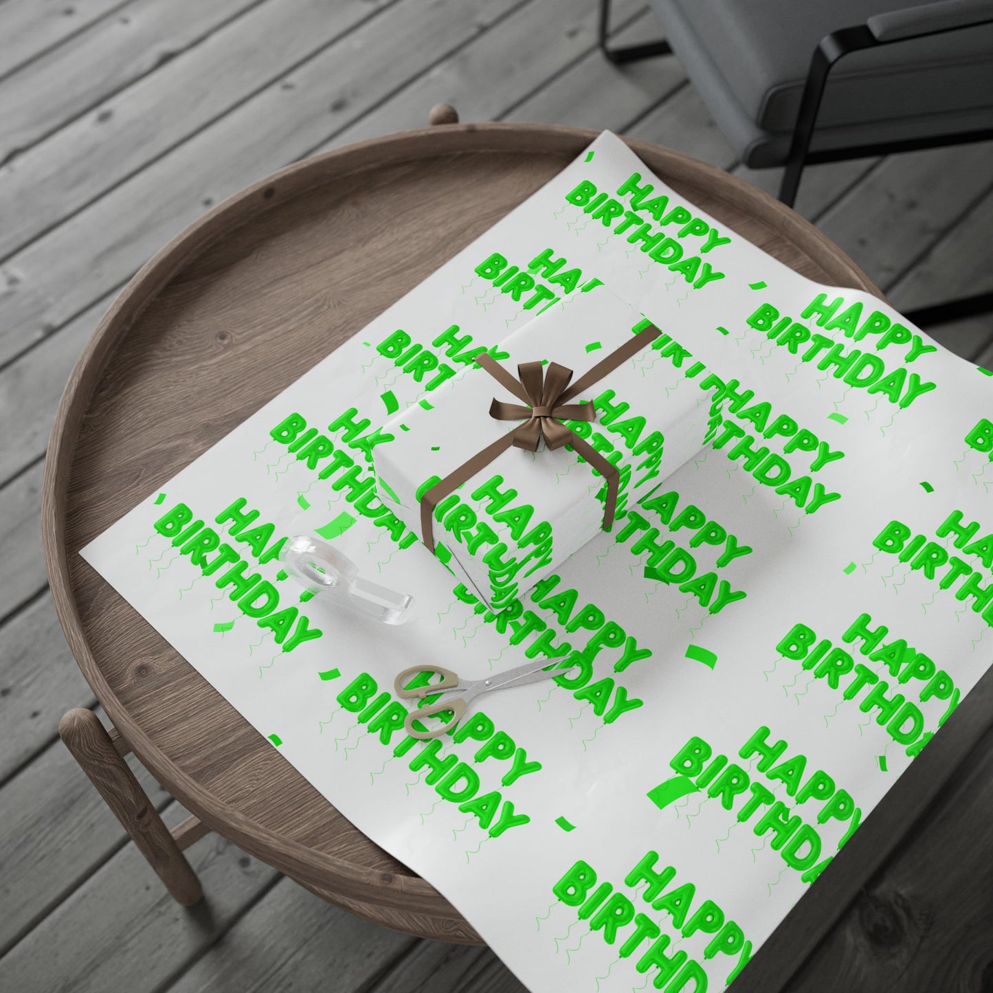 Green Birthday Wrapping Paper Festive Gift Wrap for Parties