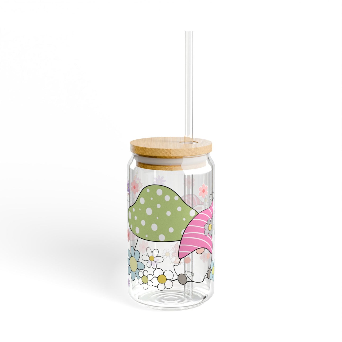 Elf Blossom 16oz Whimsical Floral Sipper Glass Floral | Eco-Friendly | Giftable | Perfect for Summer Moments