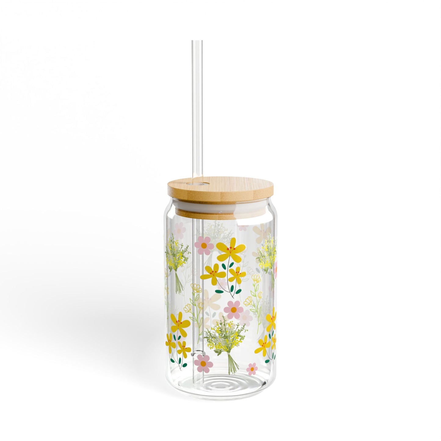 Golden Bloom 16oz Floral Sipper Glass Bright | Thoughtful | Gift-Ready | Perfect for Flower Lovers