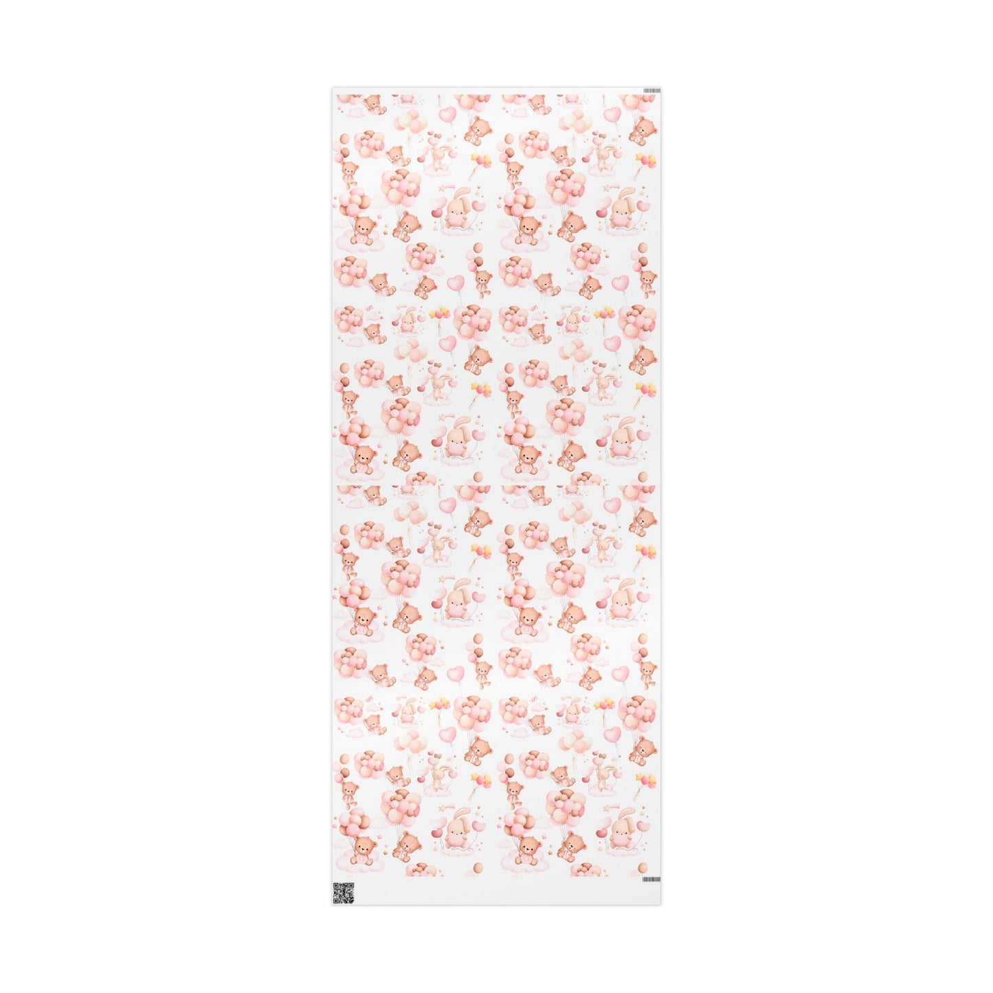 Baby Girl Bear Wrapping Paper Cute Gift Wrap for Showers and Birthdays