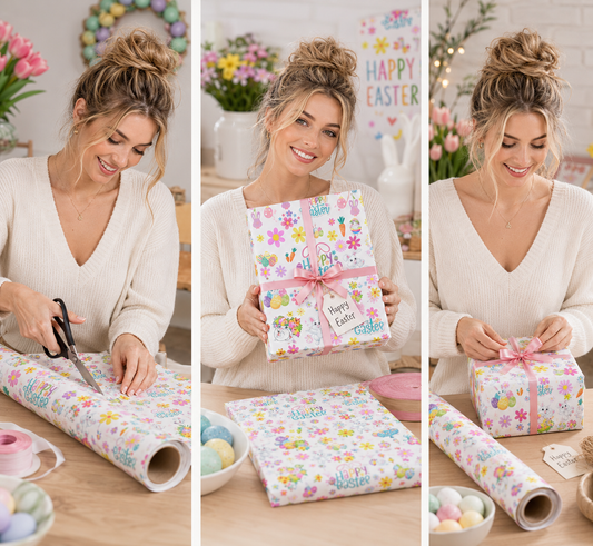 Happy Easter Bunny Wrapping Paper – Floral Spring Gift Wrap