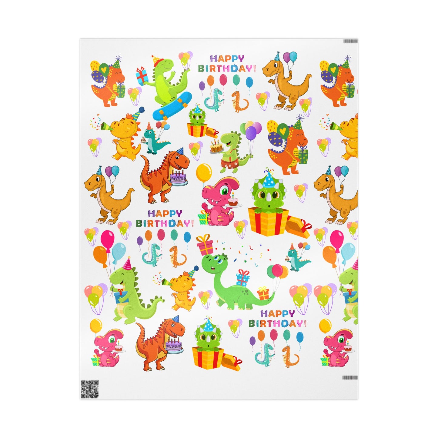 Dino Happy Birthday Wrapping Paper Fun Gift Wrap for Kids