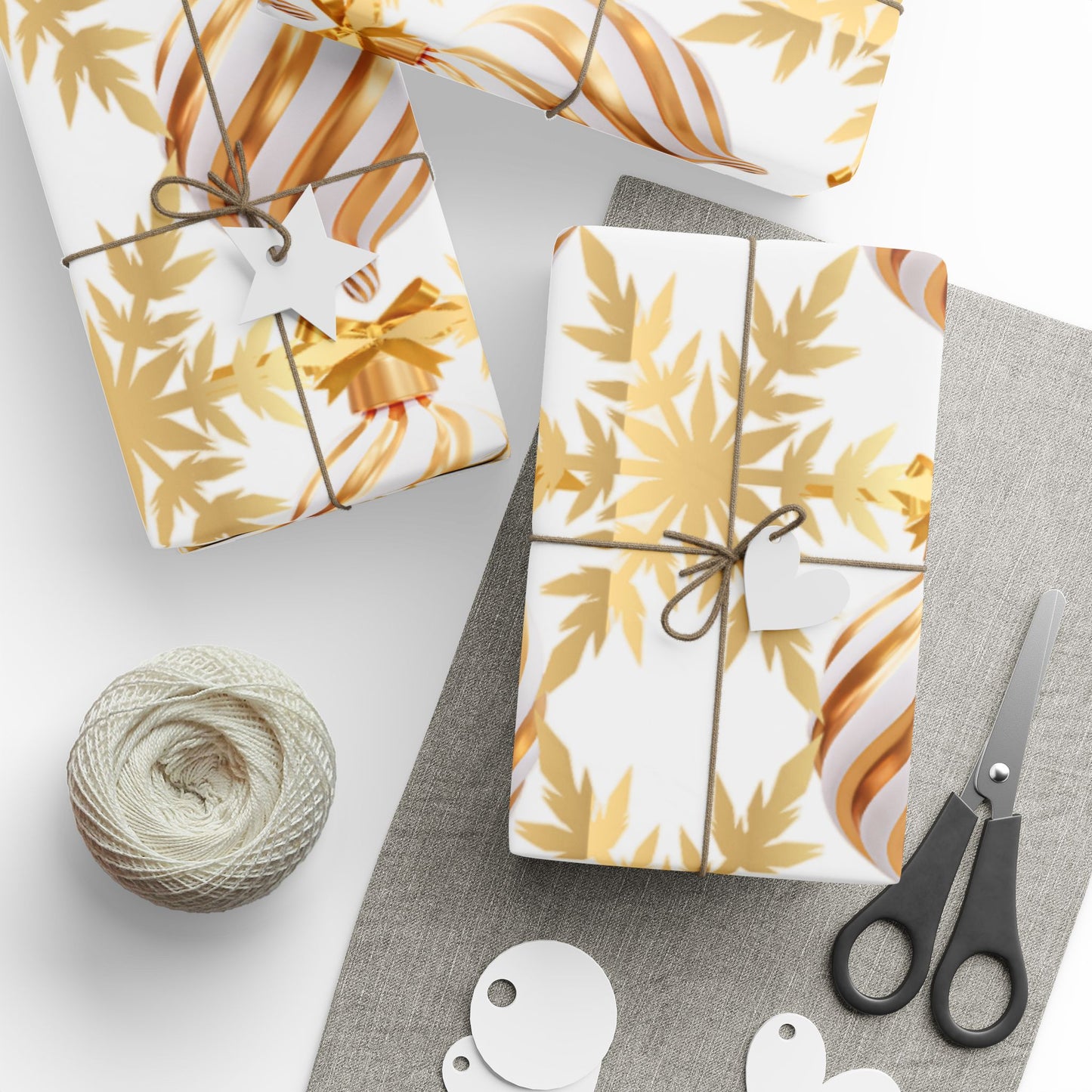Golden Holiday Wrapping Paper Elegant Festive Gift Wrap