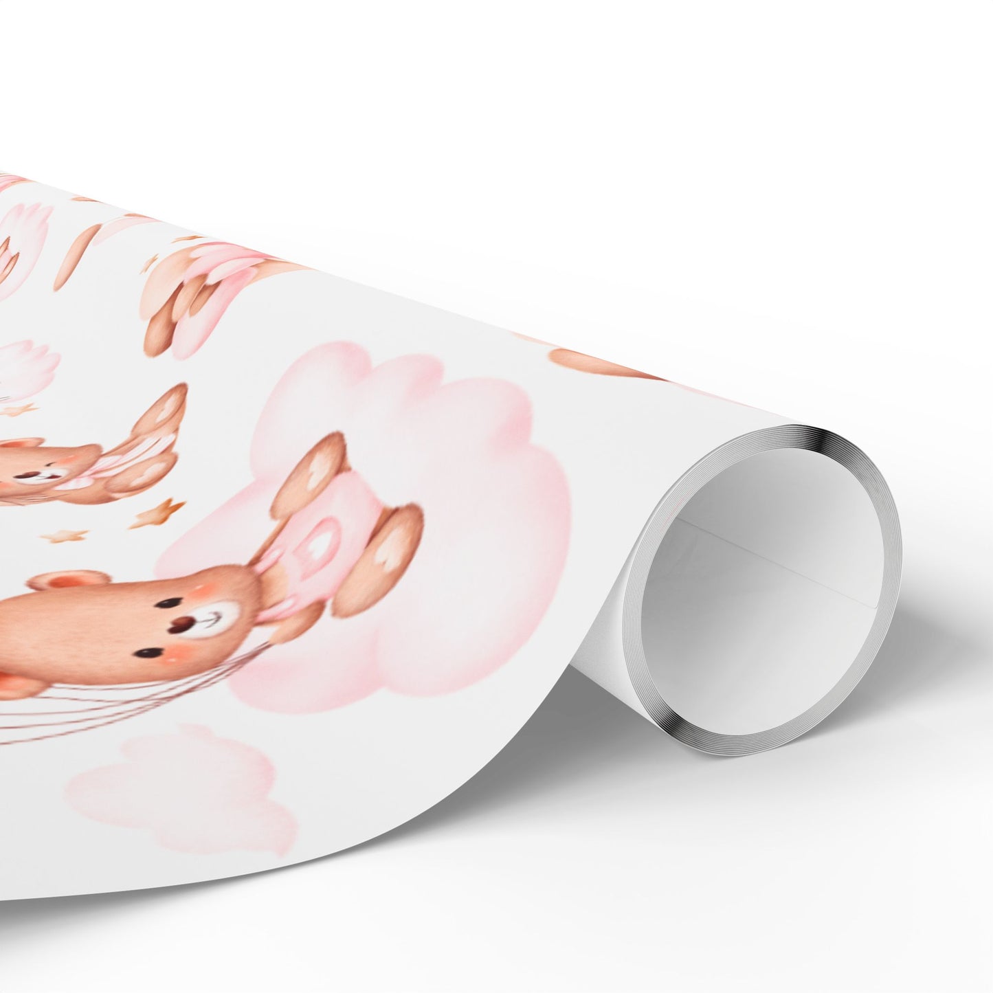 Baby Girl Bear Wrapping Paper Cute Gift Wrap for Showers and Birthdays
