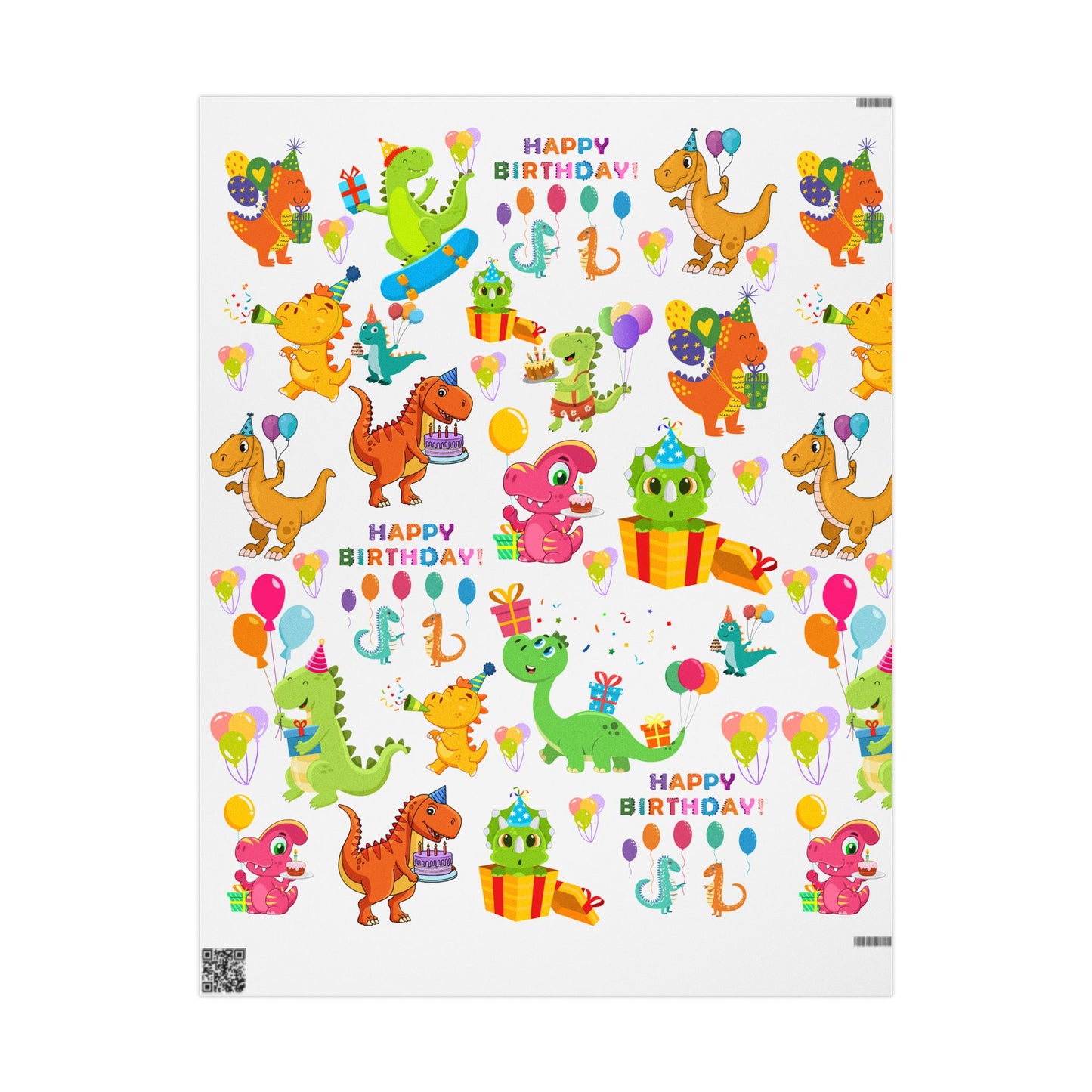 Dino Happy Birthday Wrapping Paper Fun Gift Wrap for Kids
