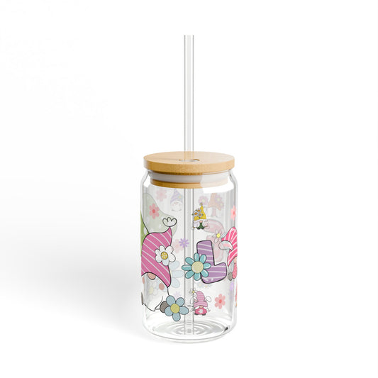 Elf Blossom 16oz Whimsical Floral Sipper Glass Floral | Eco-Friendly | Giftable | Perfect for Summer Moments