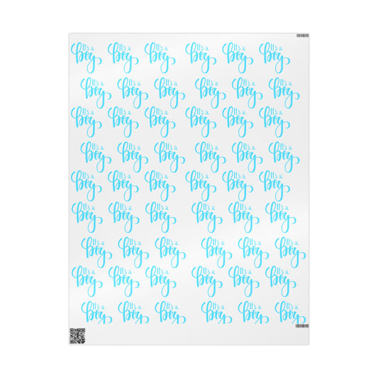 Elegant Blue Calligraphy Wrapping Paper Decorative Gift Wrap for Special Occasions