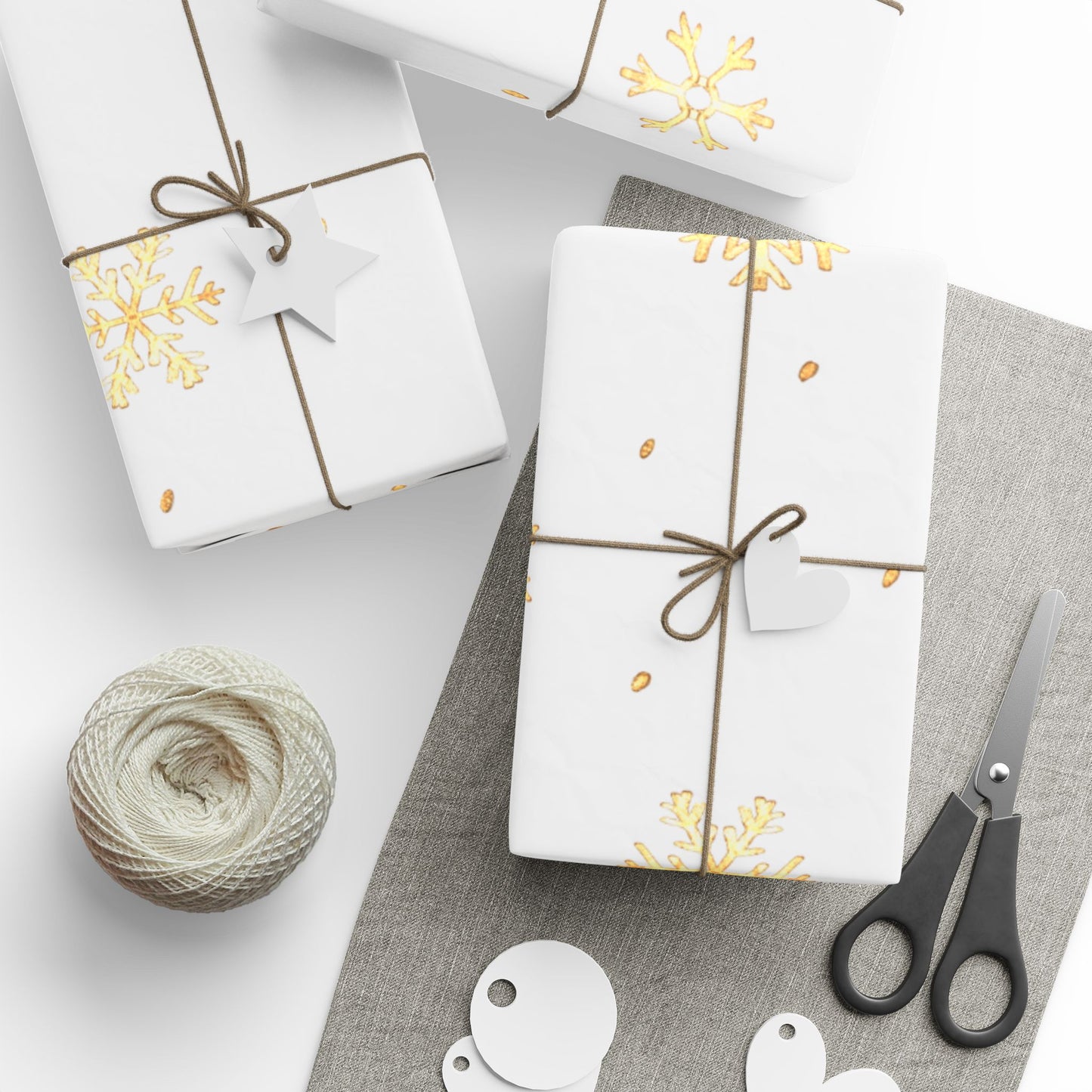 Golden Snowflake Wrapping Paper