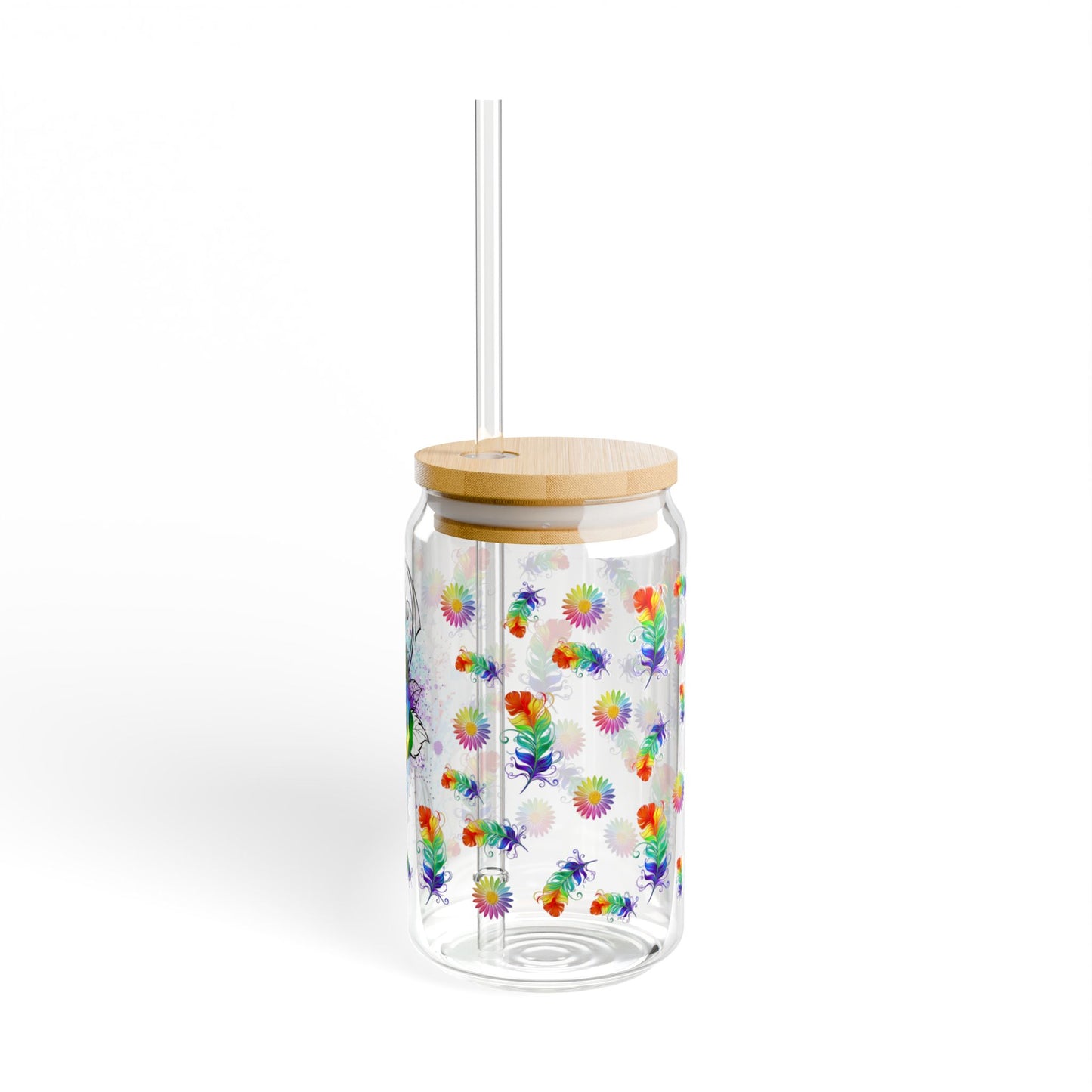 Bloom Sip 16oz Floral Sipper Glass with Bamboo Lid colorful | Eco-Friendly | Reusable | Perfect for Tea & Summer Moments