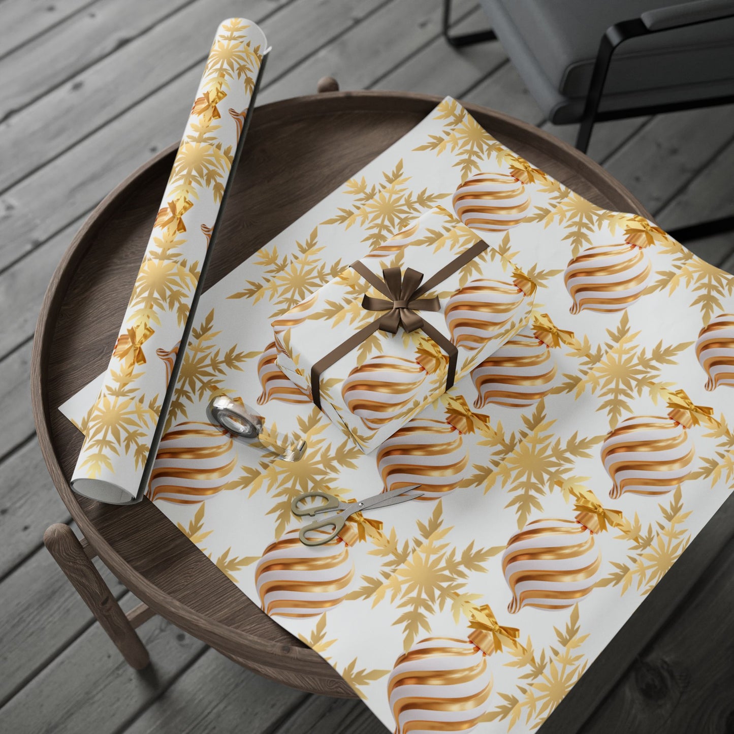 Golden Holiday Wrapping Paper Elegant Festive Gift Wrap