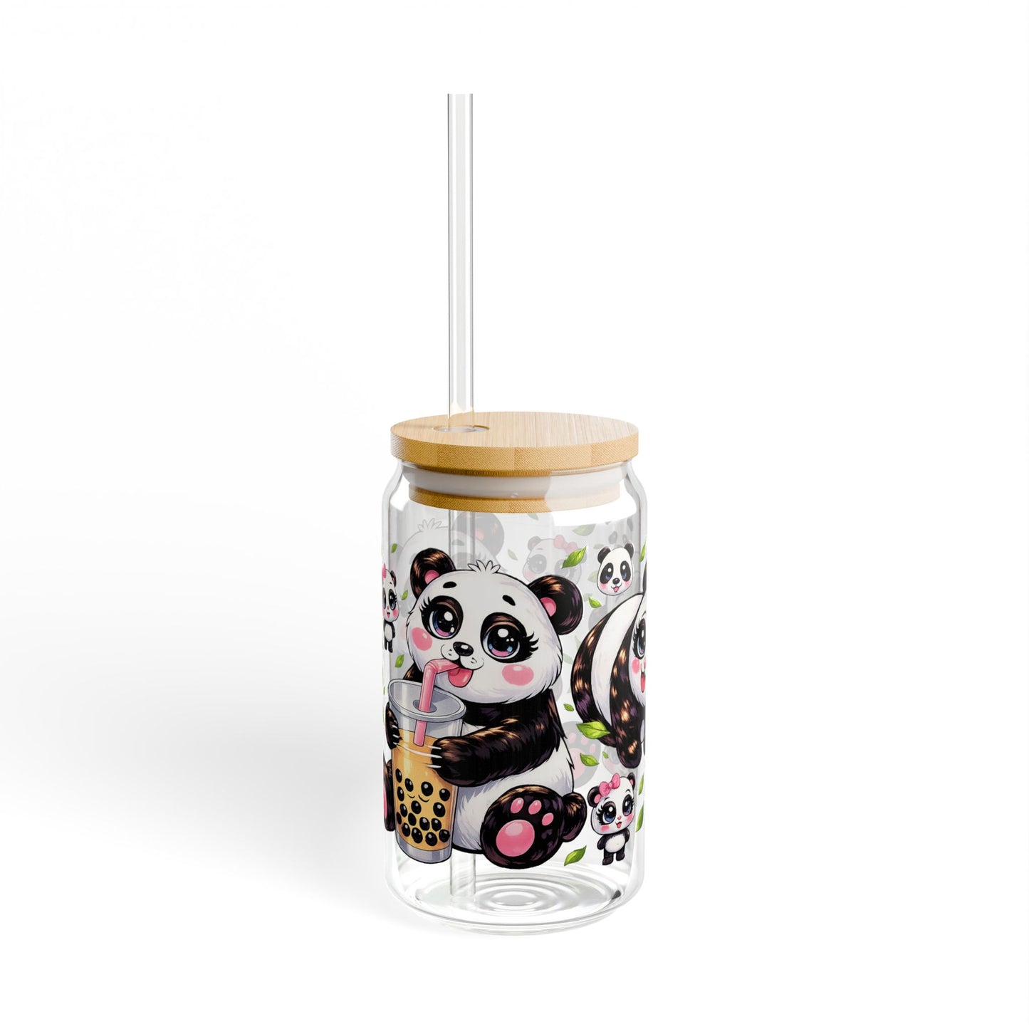 Panda Sips Adorable Panda Sipper Glass 16oz Cute | Reusable | Kid-Friendly | Perfect for Panda Lovers