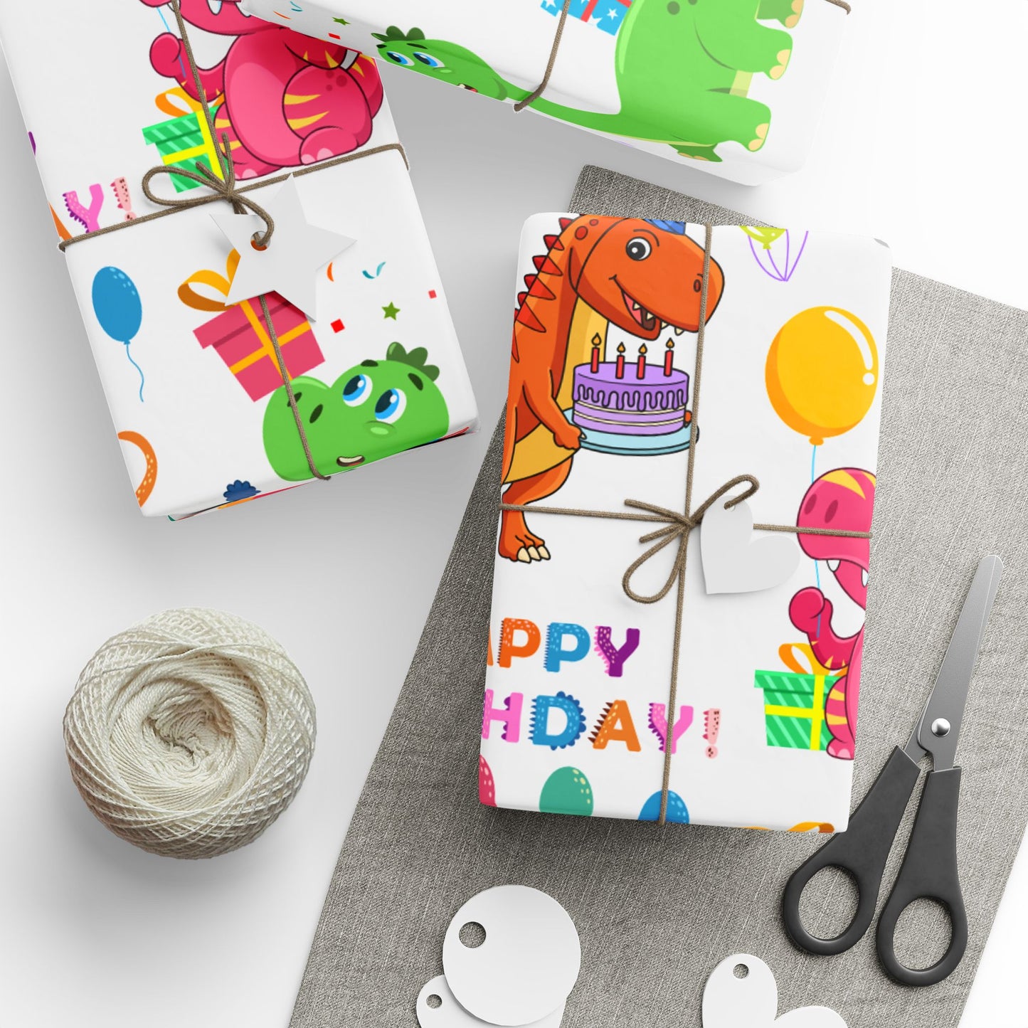 Dino Happy Birthday Wrapping Paper Fun Gift Wrap for Kids