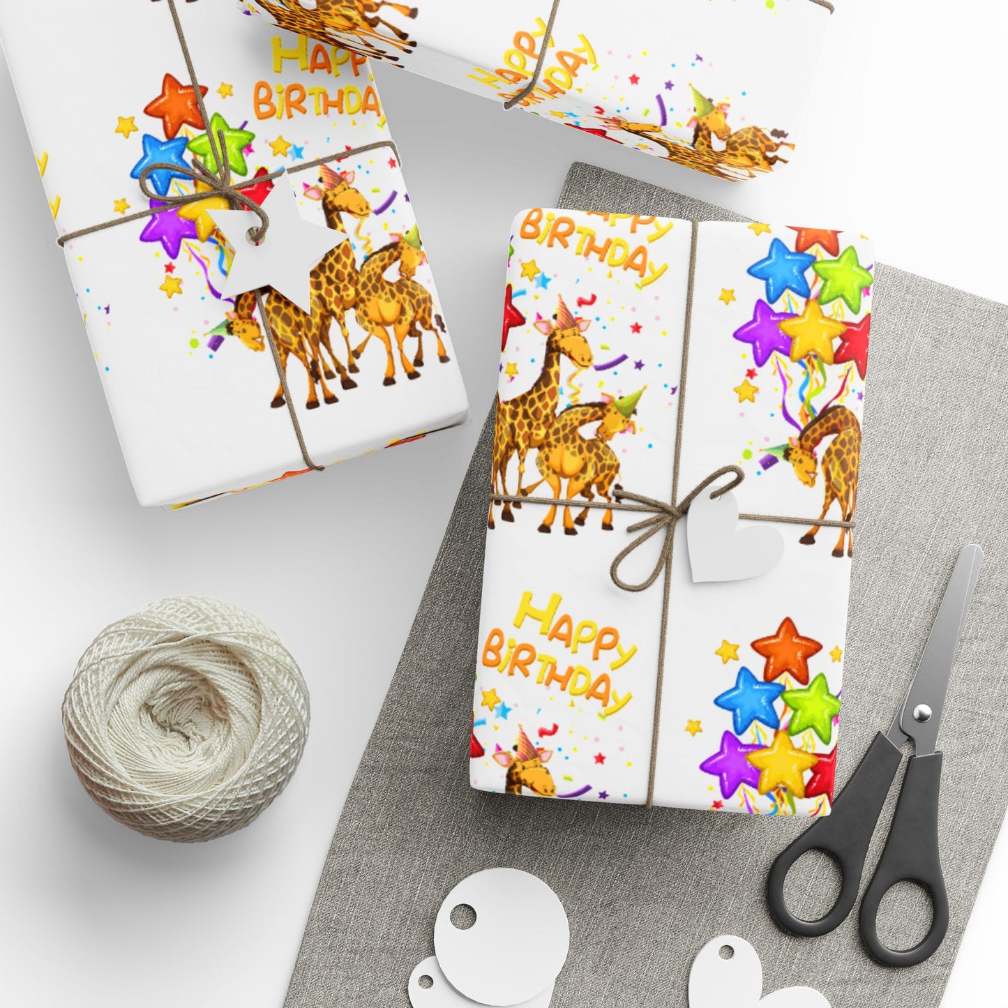 Family Giraffe Wrapping Paper Cute Gift Wrap for Birthdays and Celebrations