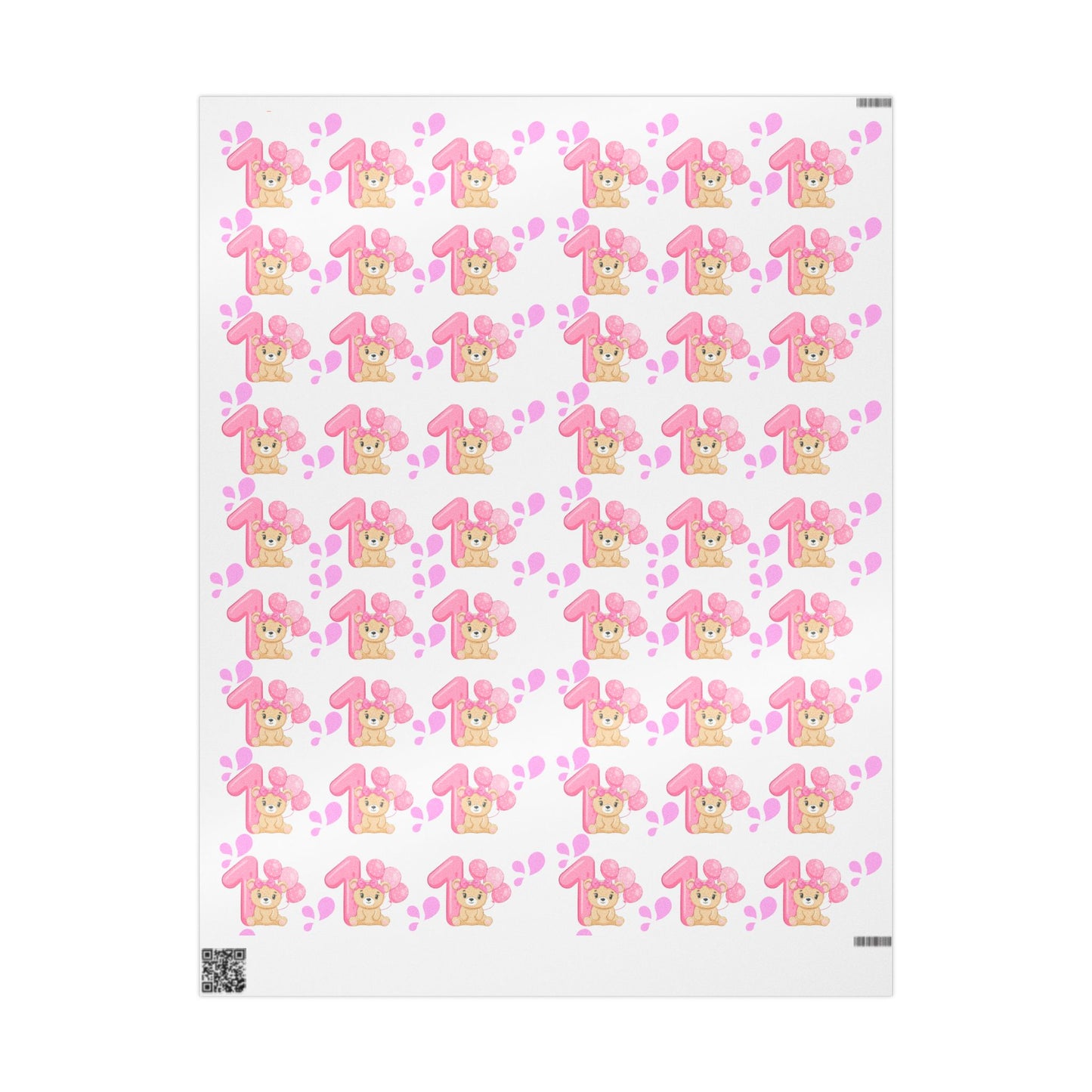Happy First Birthday Pink Wrapping Paper Cute Gift Wrap for Girls